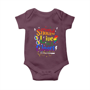 No One Should Live in a Closet Baby Onesie LGBTQ+ Pride Empowerment Ally TS02 Maroon Print Your Wear