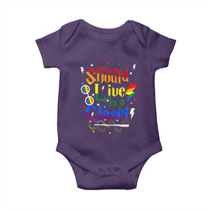 No One Should Live in a Closet Baby Onesie LGBTQ+ Pride Empowerment Ally TS02 Purple Print Your Wear
