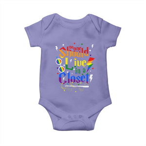 No One Should Live in a Closet Baby Onesie LGBTQ+ Pride Empowerment Ally TS02 Violet Print Your Wear