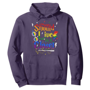 No One Should Live in a Closet Hoodie LGBTQ+ Pride Empowerment Ally TS02 Purple Print Your Wear