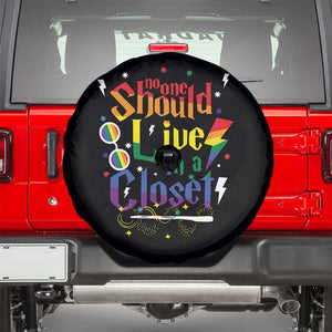 No One Should Live in a Closet Spare Tire Cover LGBTQ+ Pride Empowerment Ally TS02 Black Print Your Wear