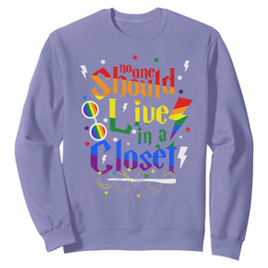 No One Should Live in a Closet Sweatshirt LGBTQ+ Pride Empowerment Ally TS02 Violet Print Your Wear