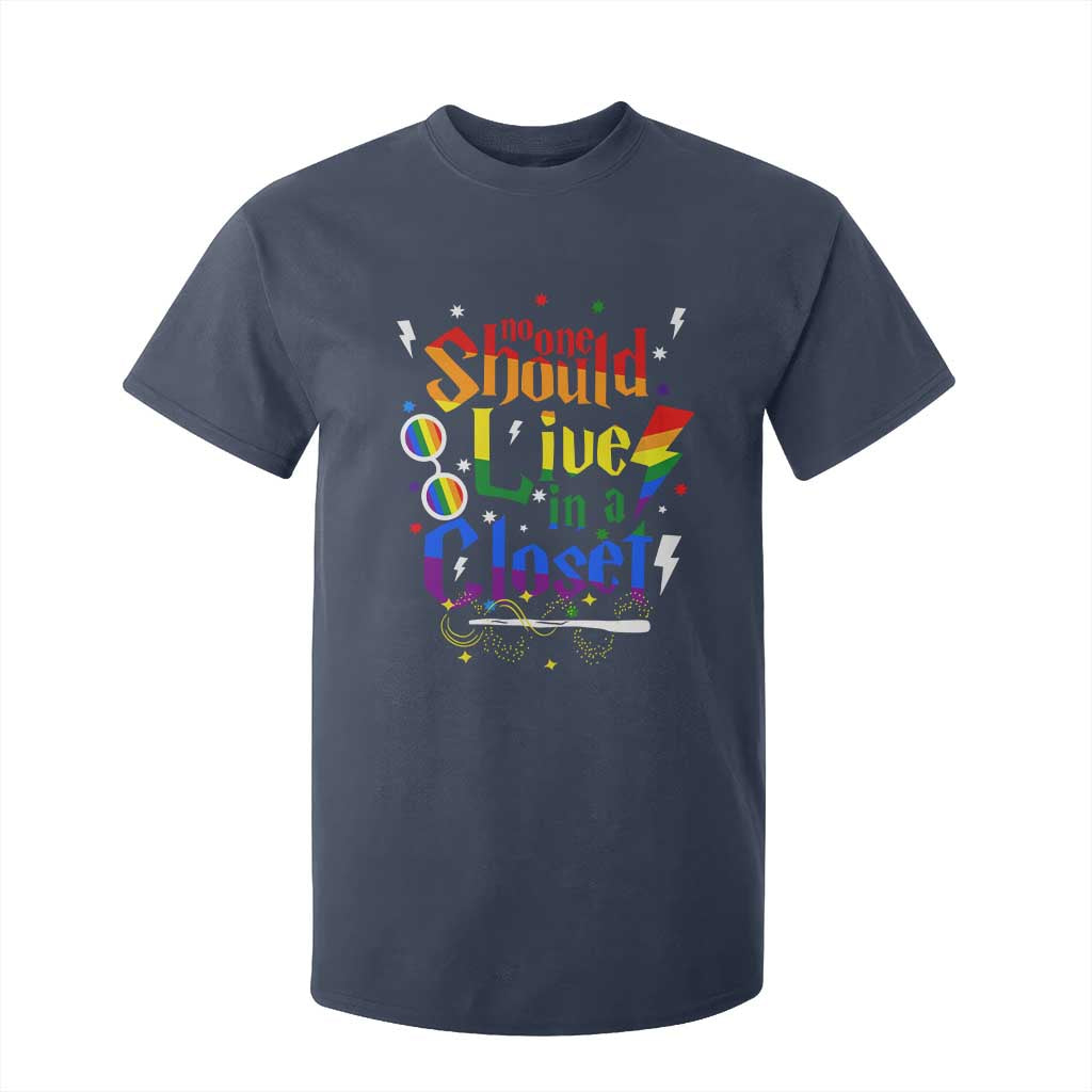No One Should Live in a Closet T Shirt For Kid LGBTQ+ Pride Empowerment Ally TS02 Navy Print Your Wear