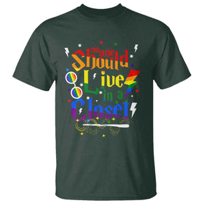 No One Should Live in a Closet T Shirt LGBTQ+ Pride Empowerment Ally TS02 Dark Forest Green Print Your Wear
