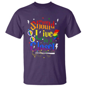 No One Should Live in a Closet T Shirt LGBTQ+ Pride Empowerment Ally TS02 Purple Print Your Wear