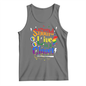 No One Should Live in a Closet Tank Top LGBTQ+ Pride Empowerment Ally TS02 Black Heather Print Your Wear