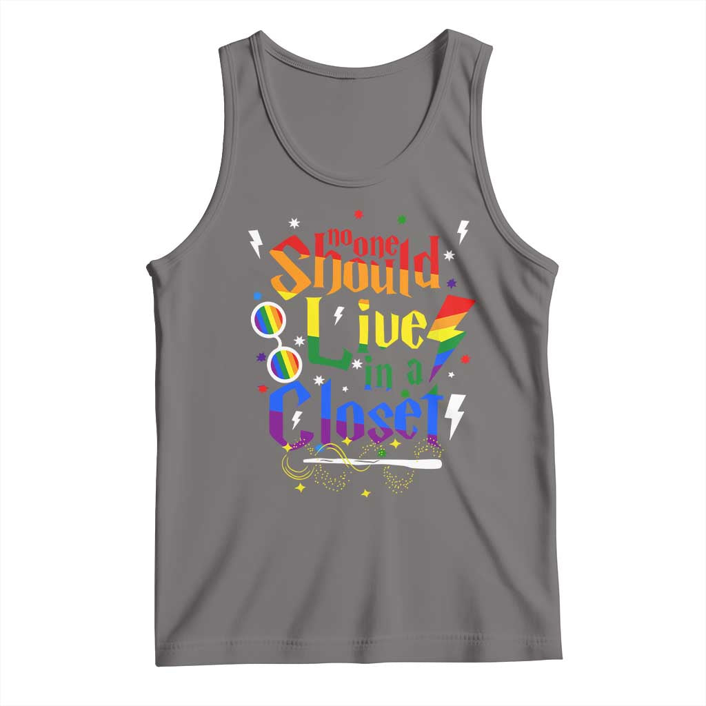 No One Should Live in a Closet Tank Top LGBTQ+ Pride Empowerment Ally TS02 Deep Heather Print Your Wear