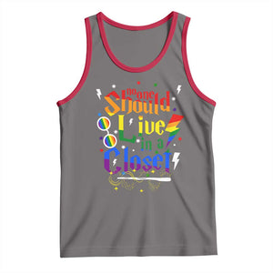 No One Should Live in a Closet Tank Top LGBTQ+ Pride Empowerment Ally TS02 Deep Heather Red Print Your Wear