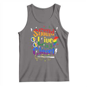 No One Should Live in a Closet Tank Top LGBTQ+ Pride Empowerment Ally TS02 Deep Heather Print Your Wear
