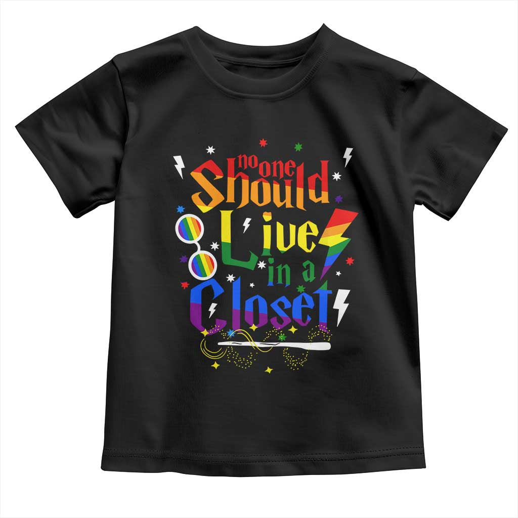No One Should Live in a Closet Toddler T Shirt LGBTQ+ Pride Empowerment Ally TS02 Black Print Your Wear