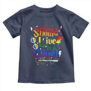 No One Should Live in a Closet Toddler T Shirt LGBTQ+ Pride Empowerment Ally TS02 Navy Print Your Wear