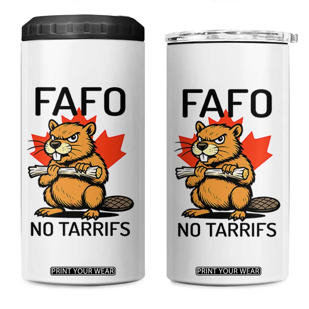 No Tariffs Canada 4 in 1 Can Cooler Tumbler Never 51st State Canadian Beaver TS02 One Size: 16 oz White Print Your Wear