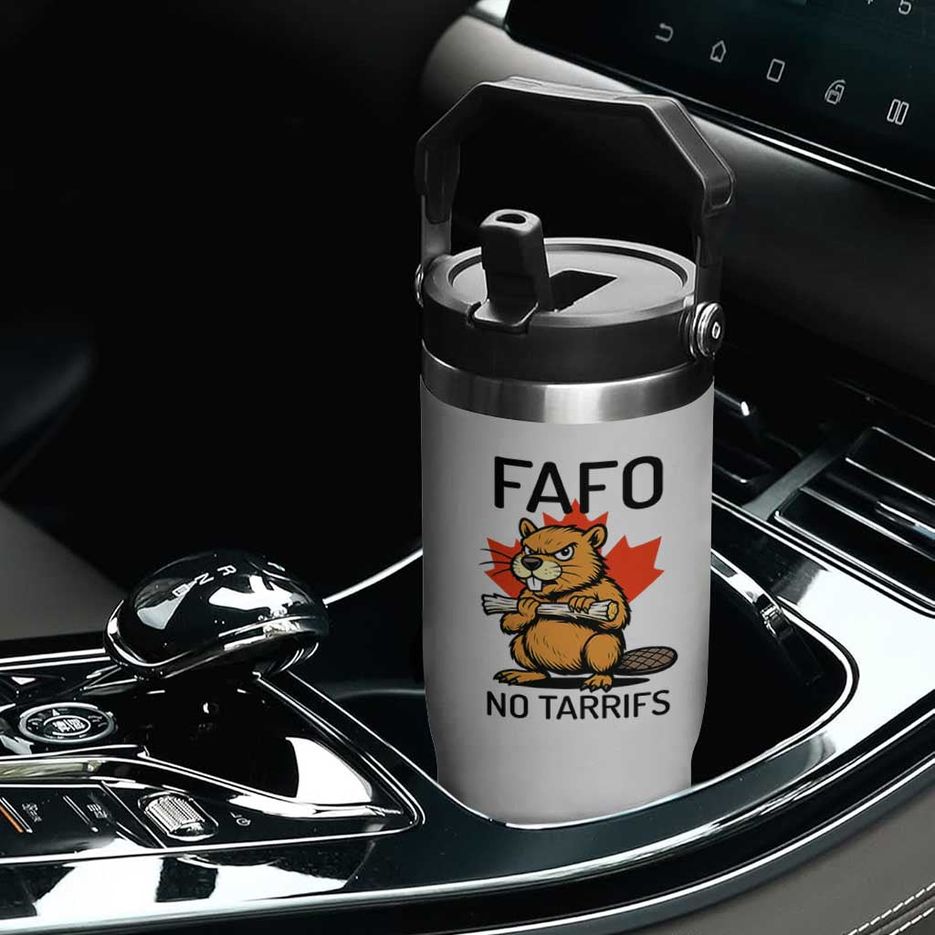 No Tariffs Canada Flip Straw Tumbler Never 51st State Canadian Beaver TS02 Print Your Wear