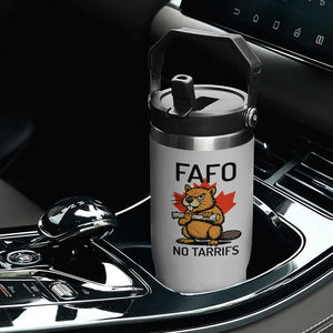No Tariffs Canada Flip Straw Tumbler Never 51st State Canadian Beaver TS02 Print Your Wear