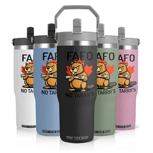 No Tariffs Canada Flip Straw Tumbler Never 51st State Canadian Beaver TS02 Print Your Wear