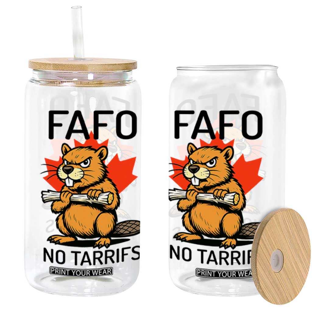 No Tariffs Canada Glass Can Never 51st State Canadian Beaver TS02 White Print Your Wear
