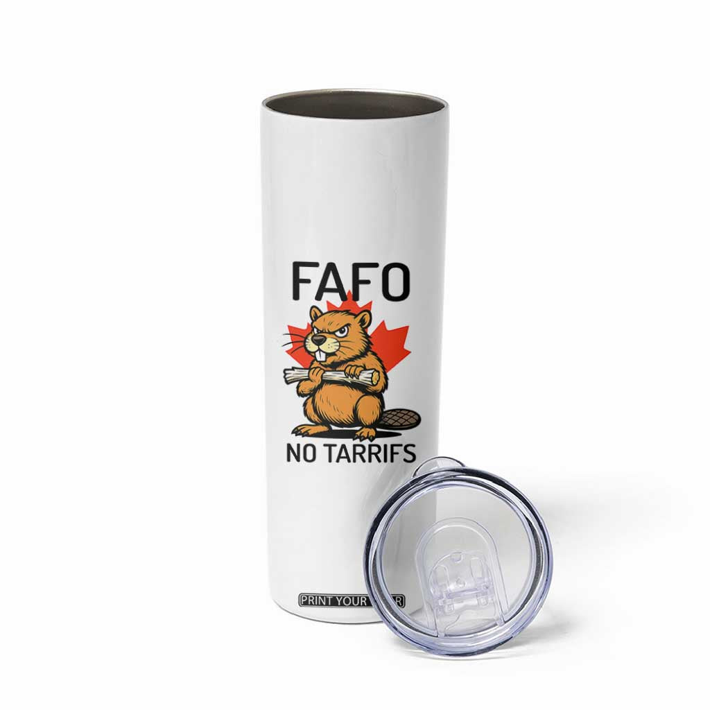 No Tariffs Canada Skinny Tumbler Never 51st State Canadian Beaver TS02 Print Your Wear