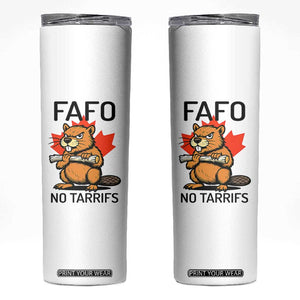 No Tariffs Canada Skinny Tumbler Never 51st State Canadian Beaver TS02 White Print Your Wear