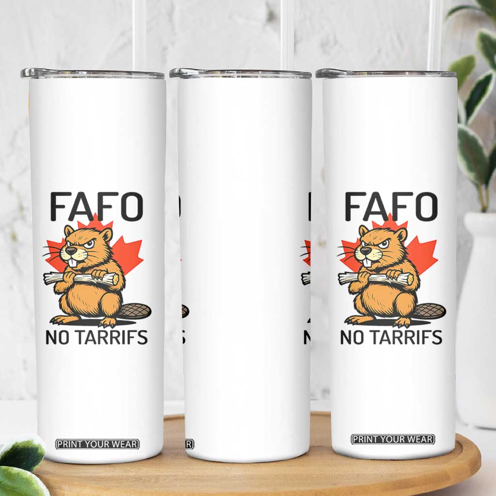 No Tariffs Canada Skinny Tumbler Never 51st State Canadian Beaver TS02 Print Your Wear
