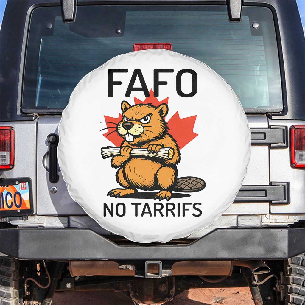 No Tariffs Canada Spare Tire Cover Never 51st State Canadian Beaver TS02 No hole White Print Your Wear