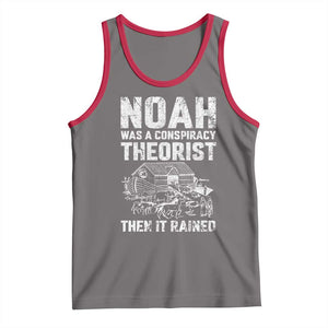 Noah Was a Conspiracy Theorist Tank Top Then It Rained Funny Biblical Ark Humor TS02 Deep Heather Red Print Your Wear