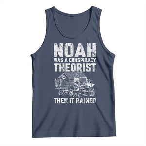 Noah Was a Conspiracy Theorist Tank Top Then It Rained Funny Biblical Ark Humor TS02 Navy Print Your Wear