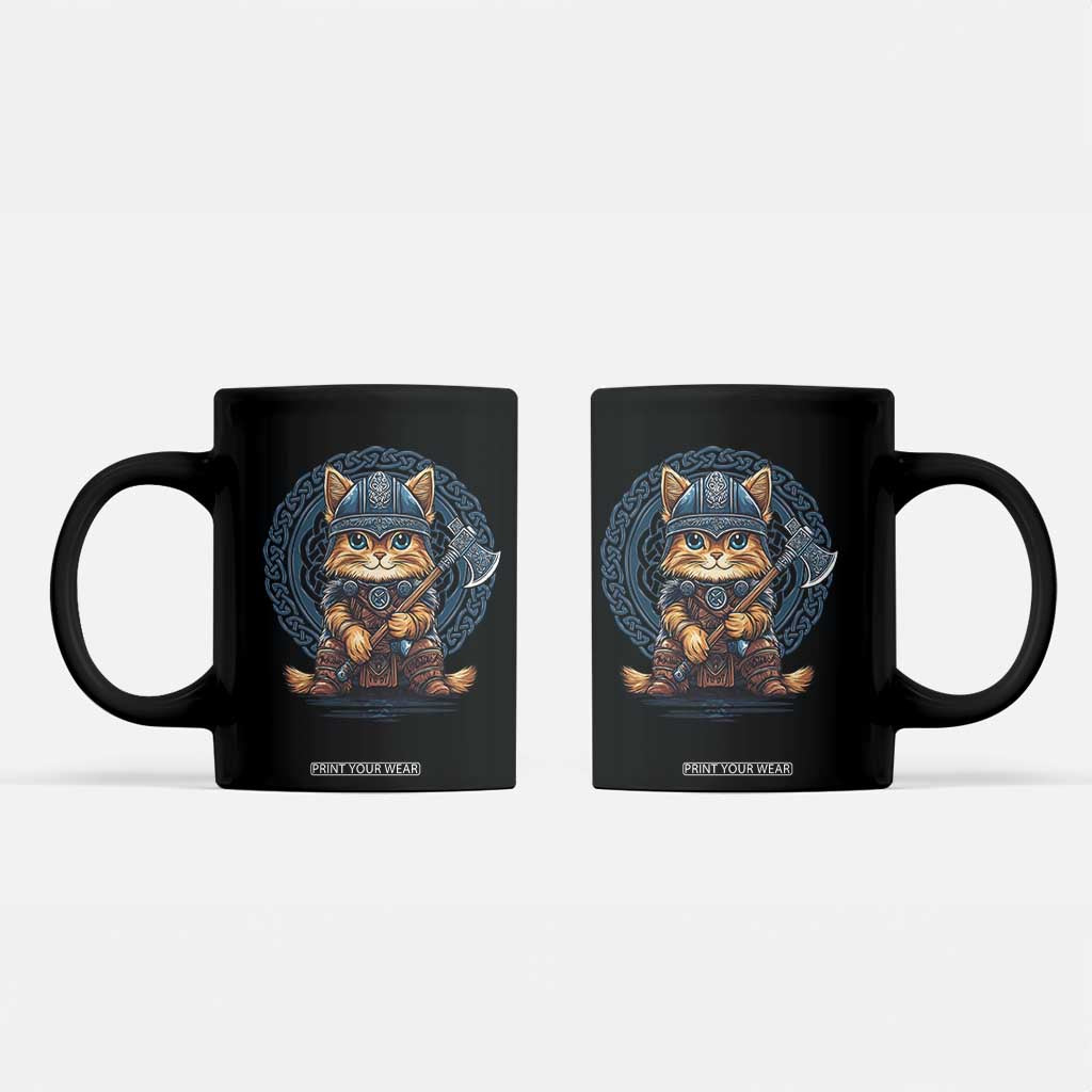 Nordic Norse Viking Cat Warrior Coffee Mug TS09 Black Print Your Wear