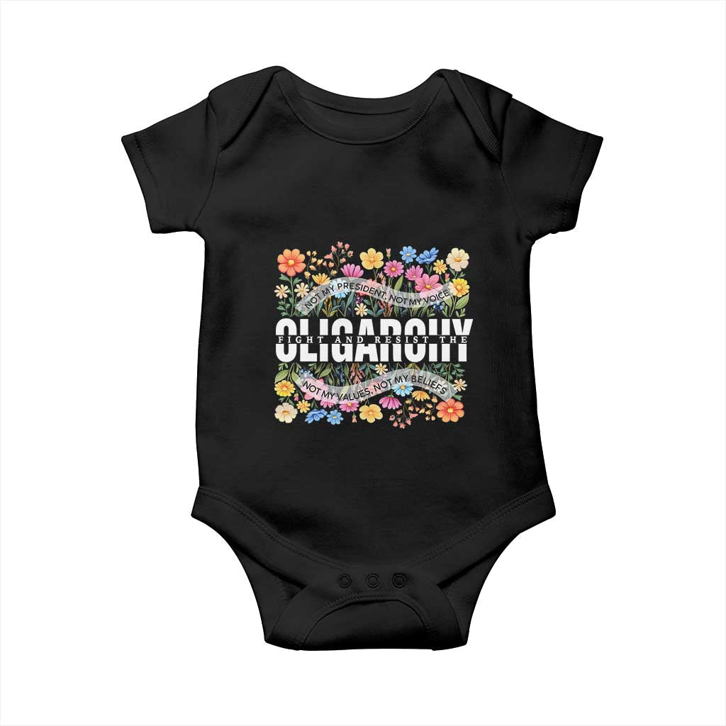 Not My President Subtle Floral Baby Onesie Not My Voice Values Beliefs TS02 Black Print Your Wear