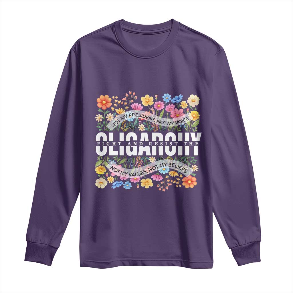 Not My President Subtle Floral Long Sleeve Shirt Not My Voice Values Beliefs TS02 Purple Print Your Wear