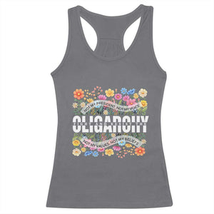 Not My President Subtle Floral Racerback Tank Top Not My Voice Values Beliefs TS02 Charcoal Print Your Wear