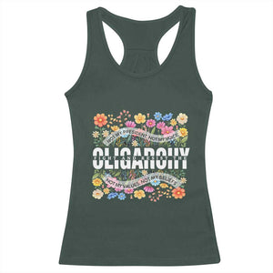 Not My President Subtle Floral Racerback Tank Top Not My Voice Values Beliefs TS02 Dark Forest Green Print Your Wear