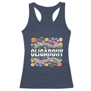 Not My President Subtle Floral Racerback Tank Top Not My Voice Values Beliefs TS02 Navy Print Your Wear