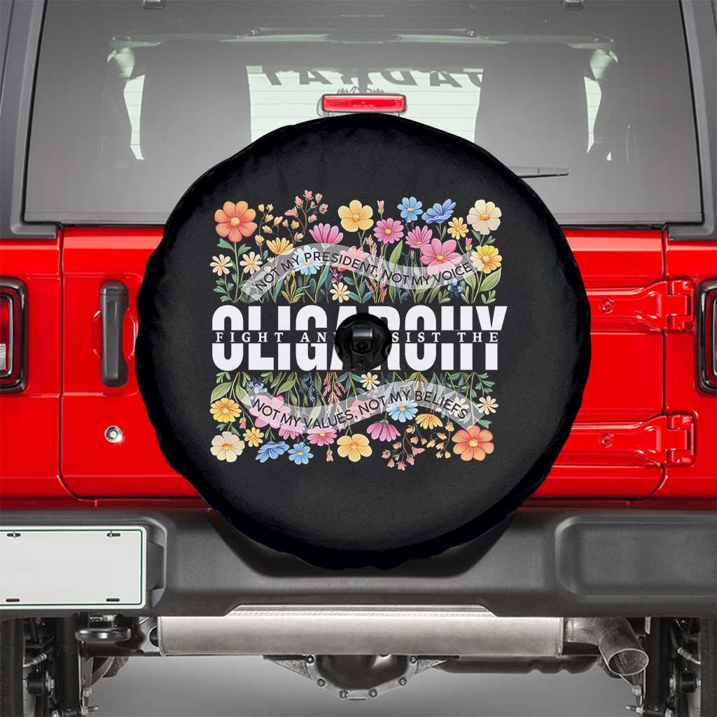 Not My President Subtle Floral Spare Tire Cover Not My Voice Values Beliefs TS02 Black Print Your Wear