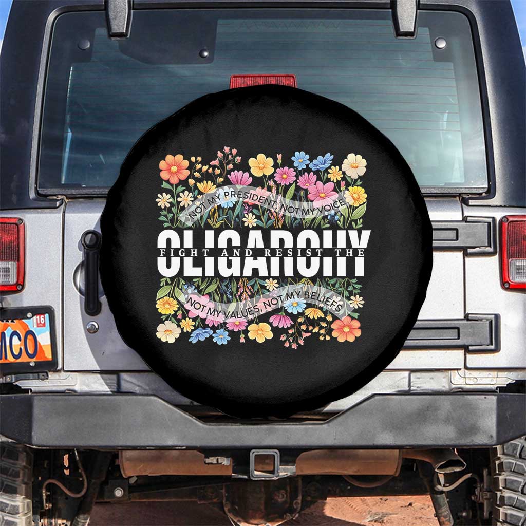 Not My President Subtle Floral Spare Tire Cover Not My Voice Values Beliefs TS02 No hole Black Print Your Wear