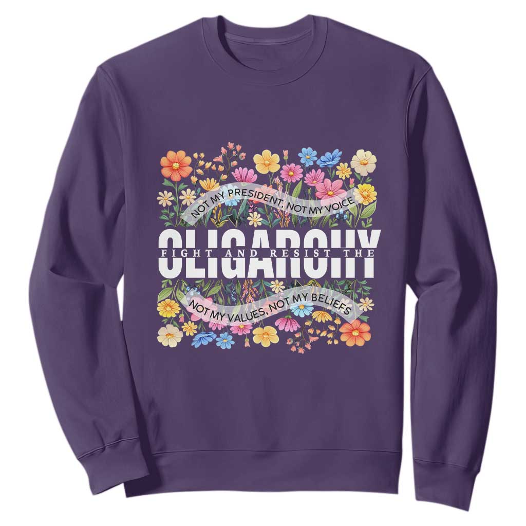 Not My President Subtle Floral Sweatshirt Not My Voice Values Beliefs TS02 Purple Print Your Wear