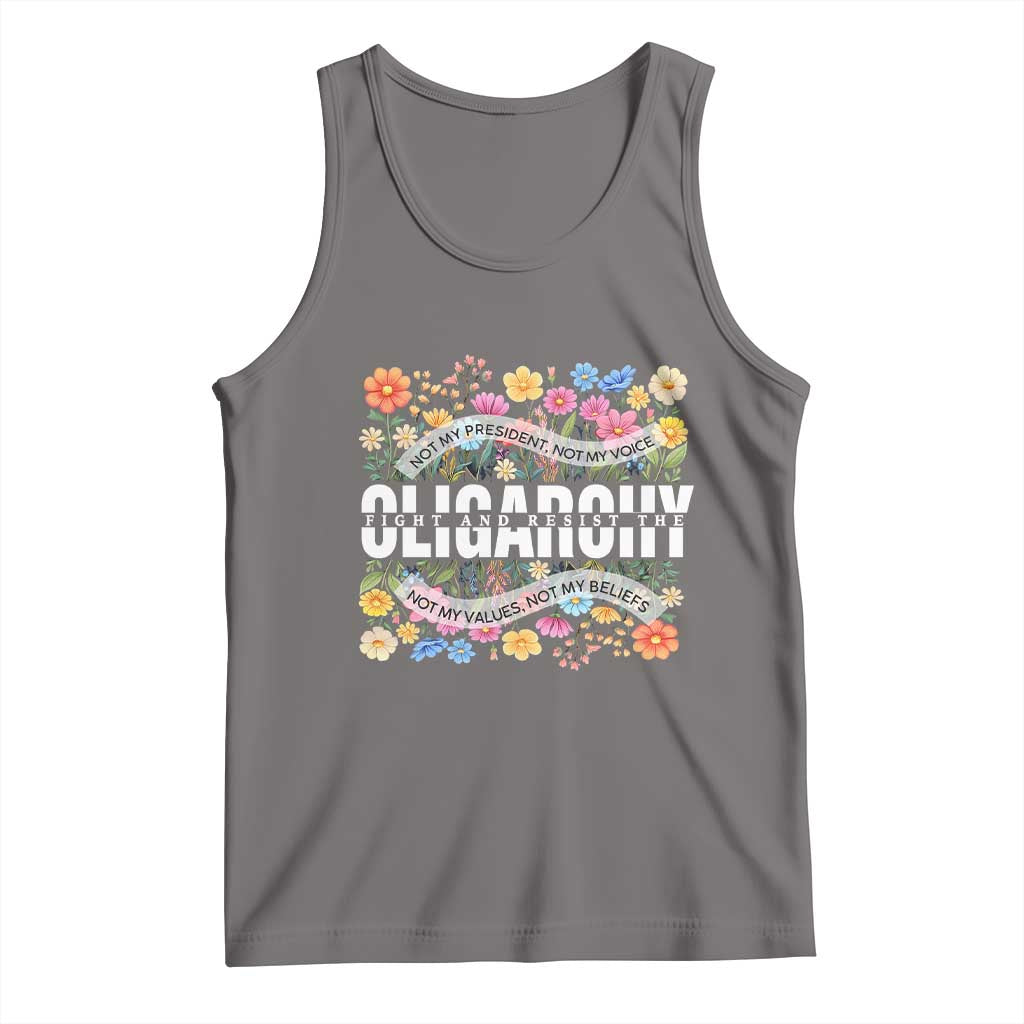 Not My President Subtle Floral Tank Top Not My Voice Values Beliefs TS02 Deep Heather Print Your Wear