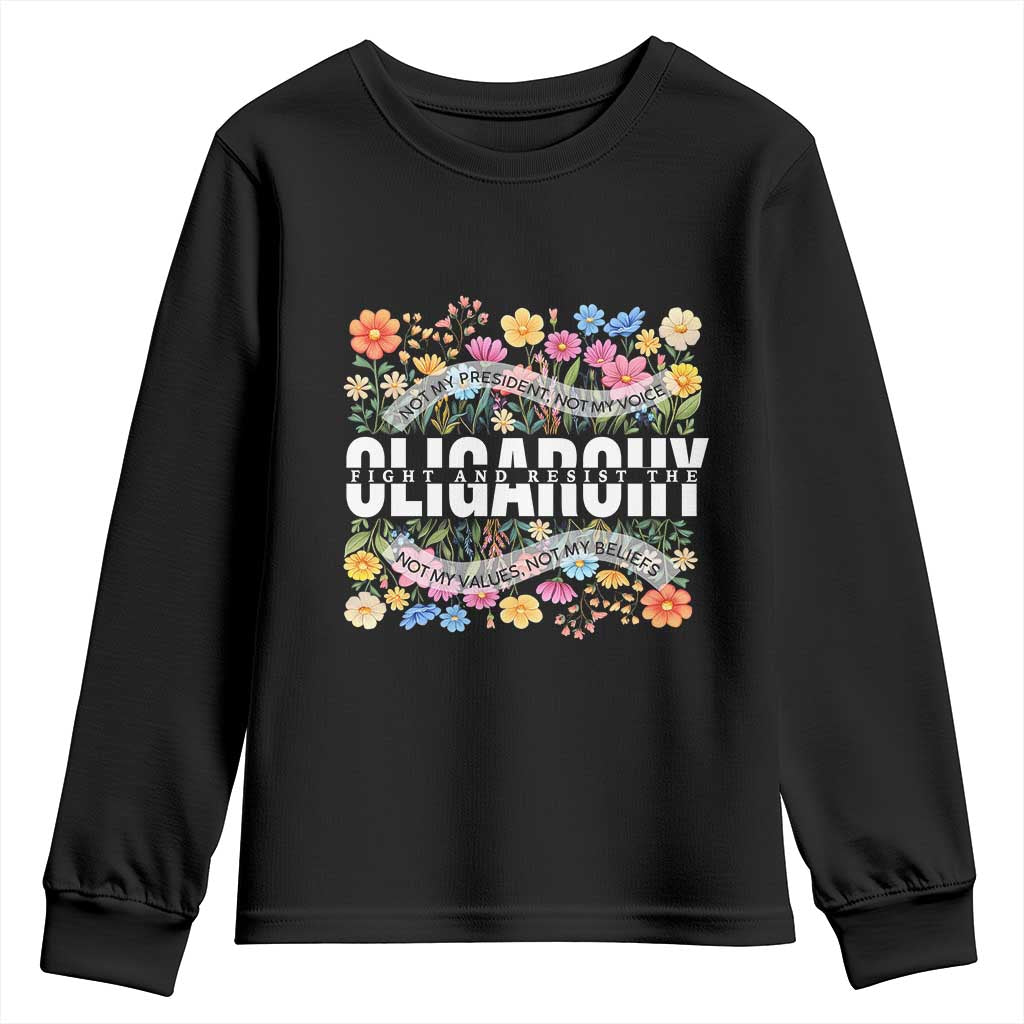 Not My President Subtle Floral Youth Sweatshirt Not My Voice Values Beliefs TS02 Black Print Your Wear