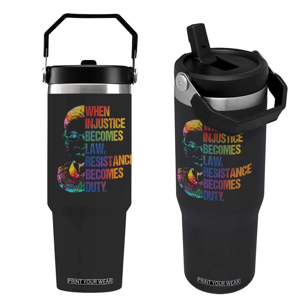 Notorious RBG Flip Straw Tumbler When Injustice Becomes Law Resistance Becomes Duty TS10 One Size: 30 oz Black Print Your Wear