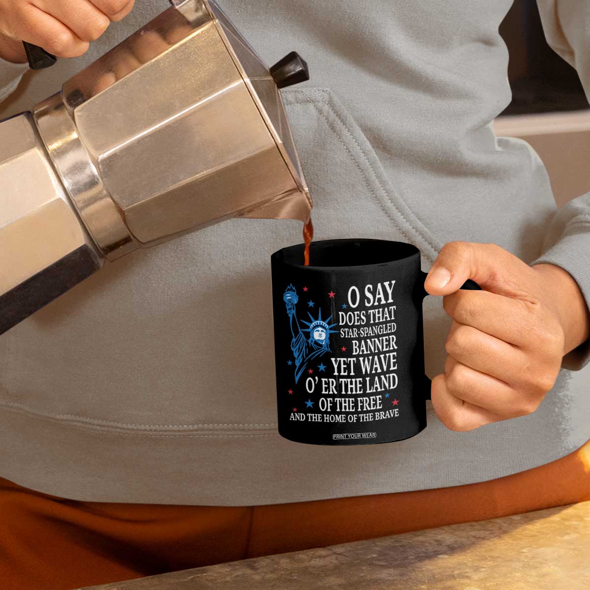 O Say Does That Star Spangled Banner Coffee Mug Patriotic American National Anthem Statue of Liberty TS11 Print Your Wear