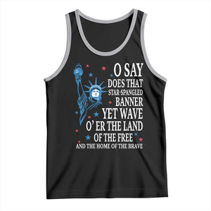 O Say Does That Star Spangled Banner Tank Top Patriotic American National Anthem Statue of Liberty TS11 Black Athletic Heather Print Your Wear