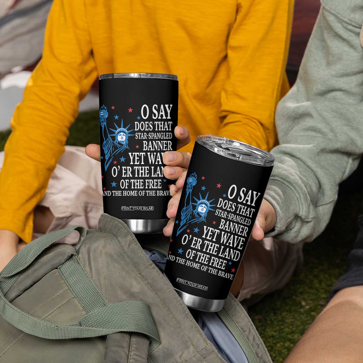 O Say Does That Star Spangled Banner Tumbler Cup Patriotic American National Anthem Statue of Liberty TS11 Print Your Wear