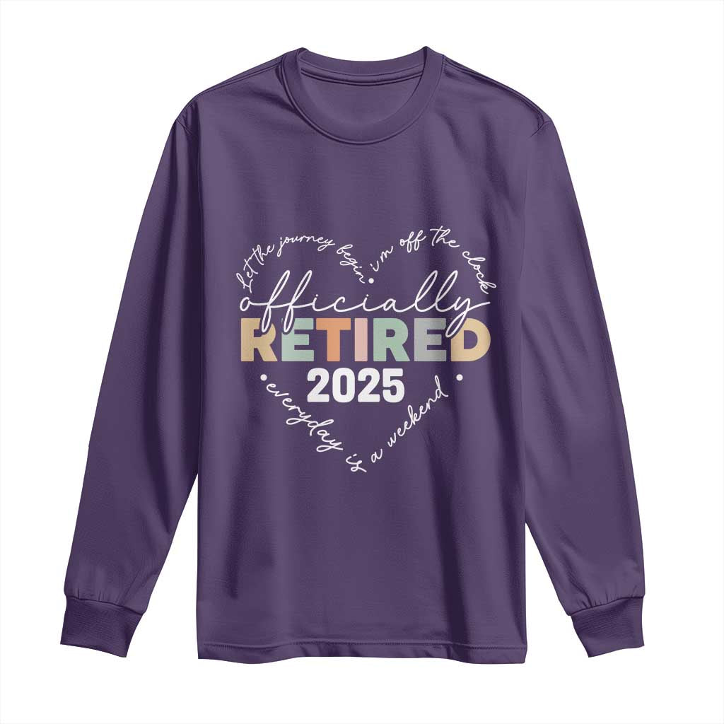 Officially Retired 2025 Long Sleeve Shirt Women Retirement Vintage TS10 Purple Print Your Wear