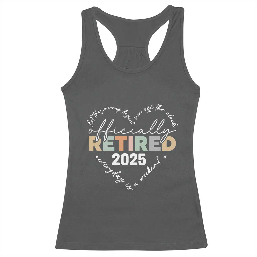 Officially Retired 2025 Racerback Tank Top Women Retirement Vintage TS10 Dark Heather Print Your Wear
