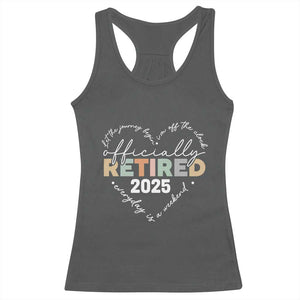 Officially Retired 2025 Racerback Tank Top Women Retirement Vintage TS10 Dark Heather Print Your Wear