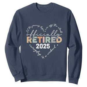 Officially Retired 2025 Sweatshirt Women Retirement Vintage TS10 Navy Print Your Wear