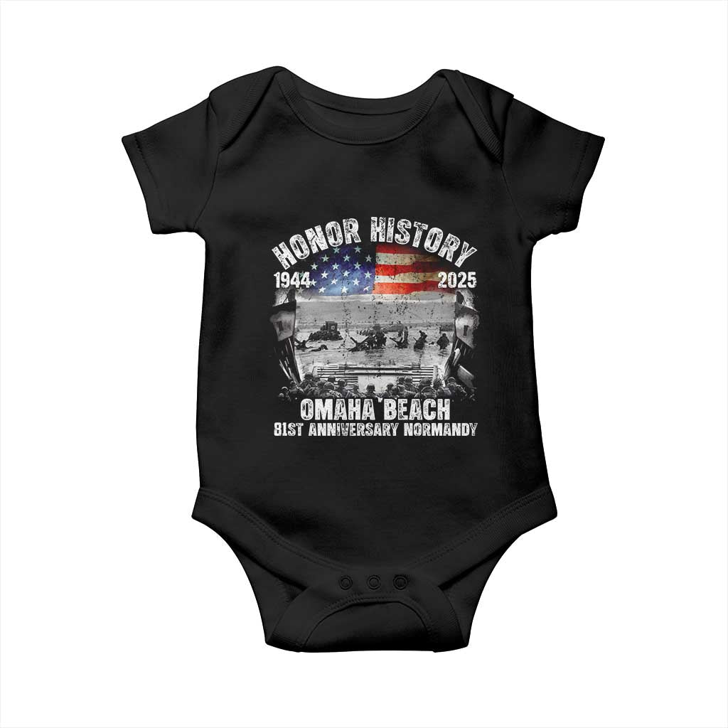 Omaha Beach D Day 81 ST Anniversary Honor History Normandy Baby Onesie American Flag WWII TS11 Black Print Your Wear