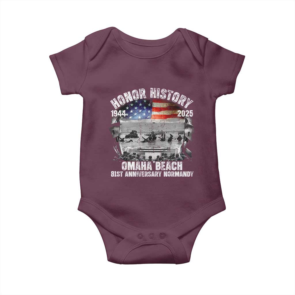 Omaha Beach D Day 81 ST Anniversary Honor History Normandy Baby Onesie American Flag WWII TS11 Maroon Print Your Wear