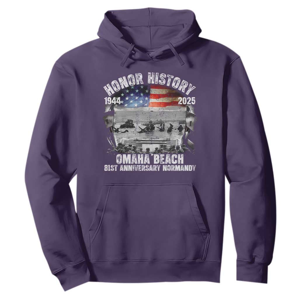 Omaha Beach D Day 81 ST Anniversary Honor History Normandy Hoodie American Flag WWII TS11 Purple Print Your Wear