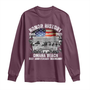 Omaha Beach D Day 81 ST Anniversary Honor History Normandy Long Sleeve Shirt American Flag WWII TS11 Maroon Print Your Wear
