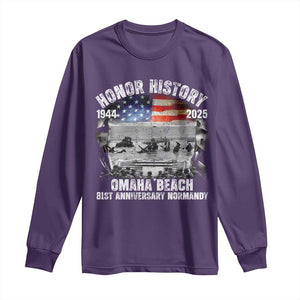 Omaha Beach D Day 81 ST Anniversary Honor History Normandy Long Sleeve Shirt American Flag WWII TS11 Purple Print Your Wear